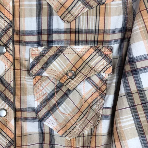 True Religion Plaid Flannel Western Pearl Snap Button Shirt - Picture 4 of 9